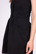 Carica l'immagine nel visualizzatore di Gallery, vestito cotone nero estivo erdenite di alzavola moda sostenibile, dettaglio laterale