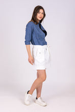 Upload the image to the Gallery viewer, alzavola moda sostenibile short pantaloncino bianco gloria made in italy