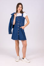 Upload the image to the Gallery viewer, vestito denim estivo erdenite di alzavola moda sostenibile, vista frontale