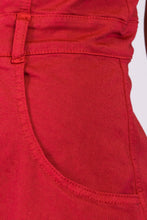 Carica l&#39;immagine nel visualizzatore di Gallery, vestito cotone rosso estivo erdenite di alzavola moda sostenibile, dettaglio fianco

