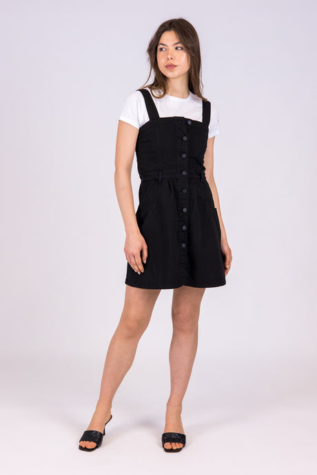 vestito cotone nero estivo erdenite di alzavola moda sostenibile, vista frontale