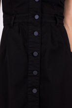 Carica l&#39;immagine nel visualizzatore di Gallery, vestito cotone nero estivo erdenite di alzavola moda sostenibile, dettaglio bottoni

