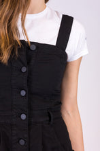 Upload the image to the Gallery viewer, vestito cotone nero estivo erdenite di alzavola moda sostenibile, dettaglio spallina
