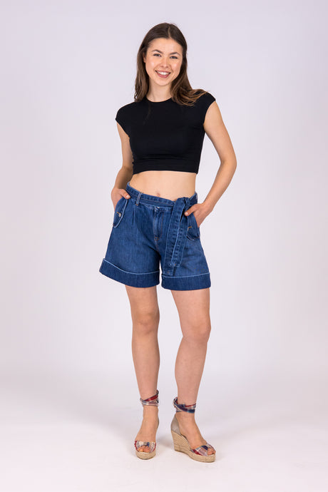 alzavola moda sostenibile short pantaloncino denim gloria made in italy