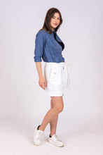 Upload the image to the Gallery viewer, alzavola moda sostenibile short pantaloncino bianco gloria made in italy
